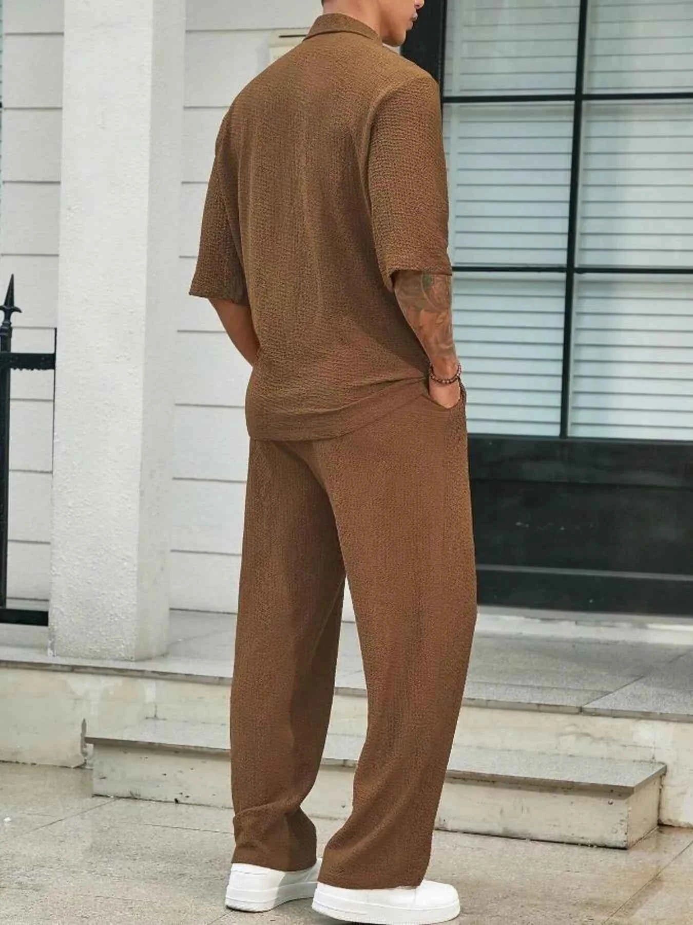 Men's Plus Size Half Sleeve Top and Pants Set - Mr Lou’s Place