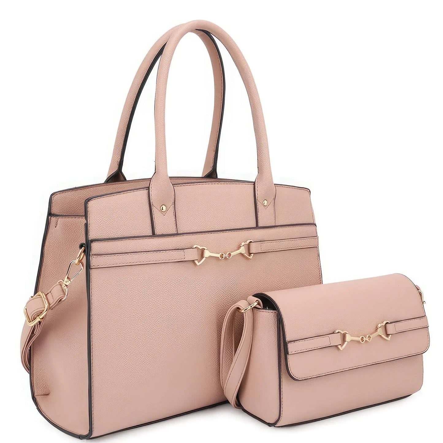 2in1 Matching Design Handle Satchel With Crossbody Bag - Mr Lou’s Place