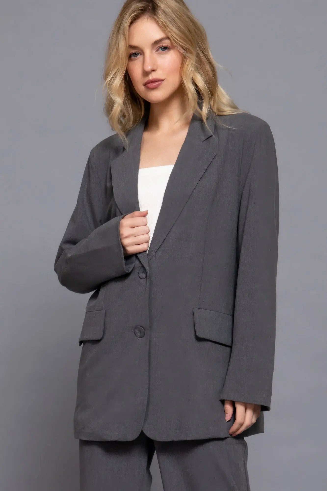 Long slv front button closure blazer - Mr Lou’s Place
