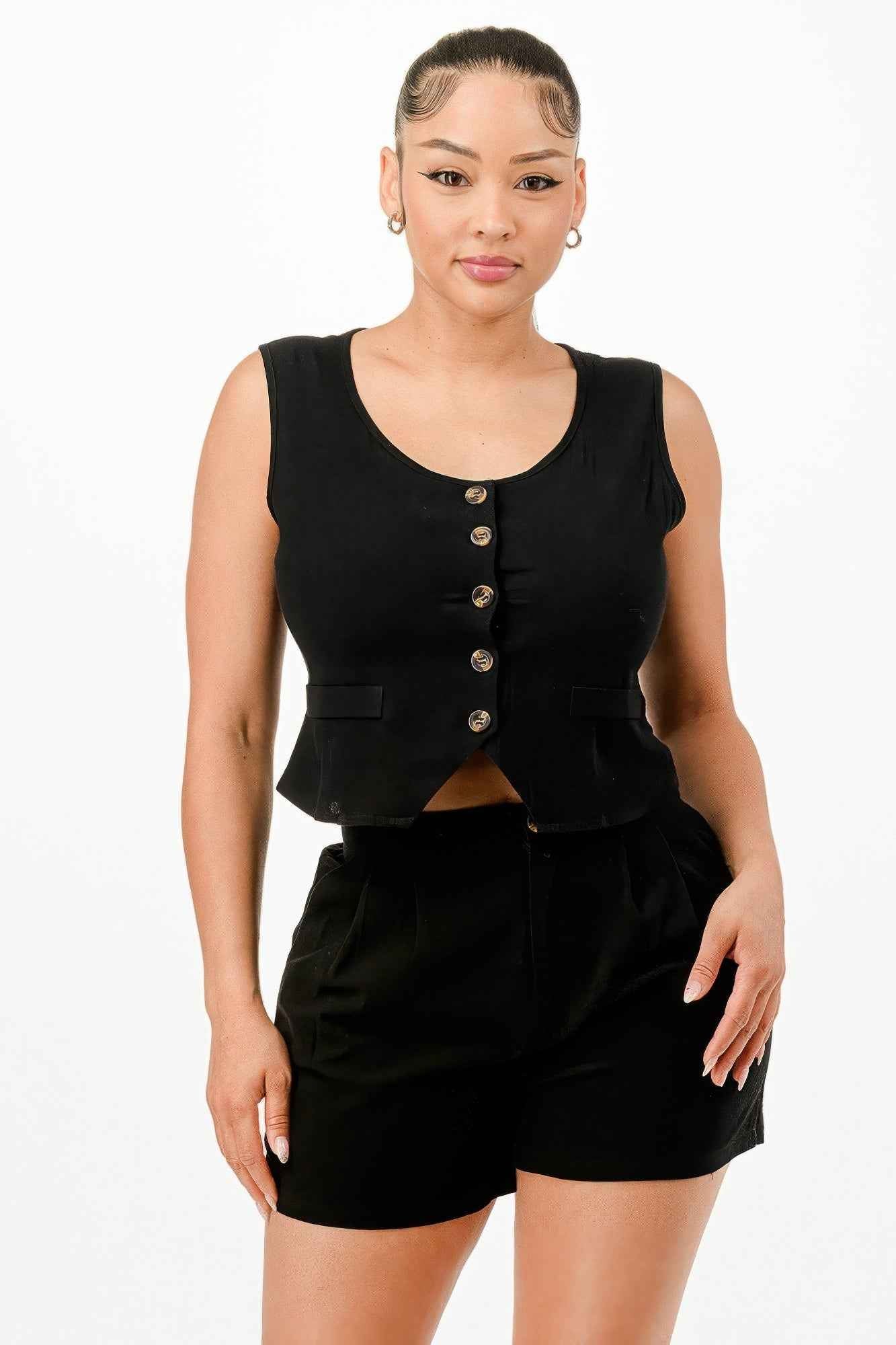 Casual Cropped Vest And Short Set - Mr Lou’s Place