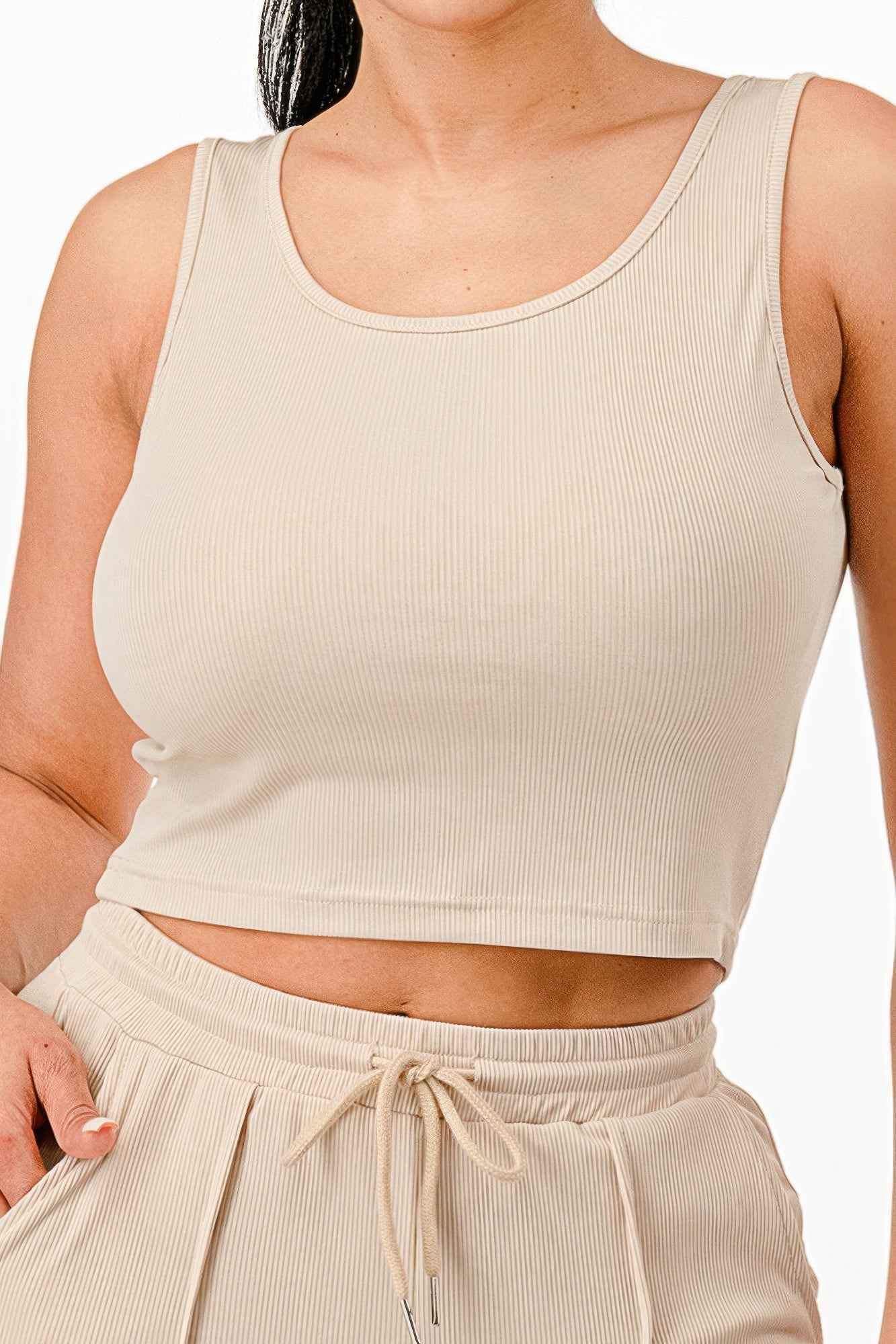 Ribbed Tank Top And Pant Set - Mr Lou’s Place