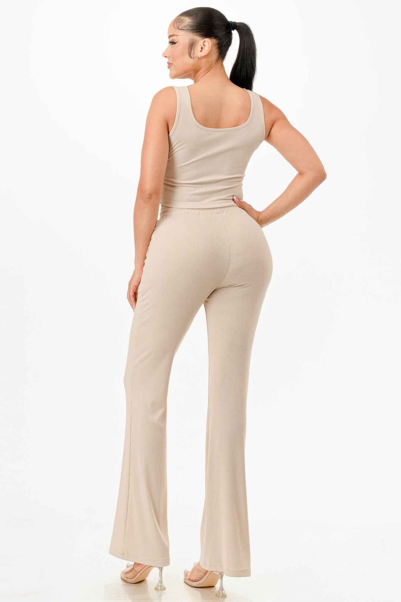 Ribbed Tank Top And Pant Set - Mr Lou’s Place