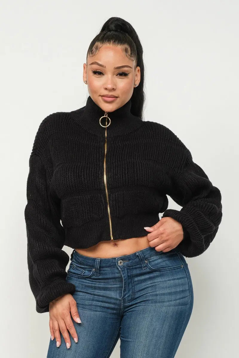 Michelin Sweater Top W/ Front Zipper - Mr Lou’s Place