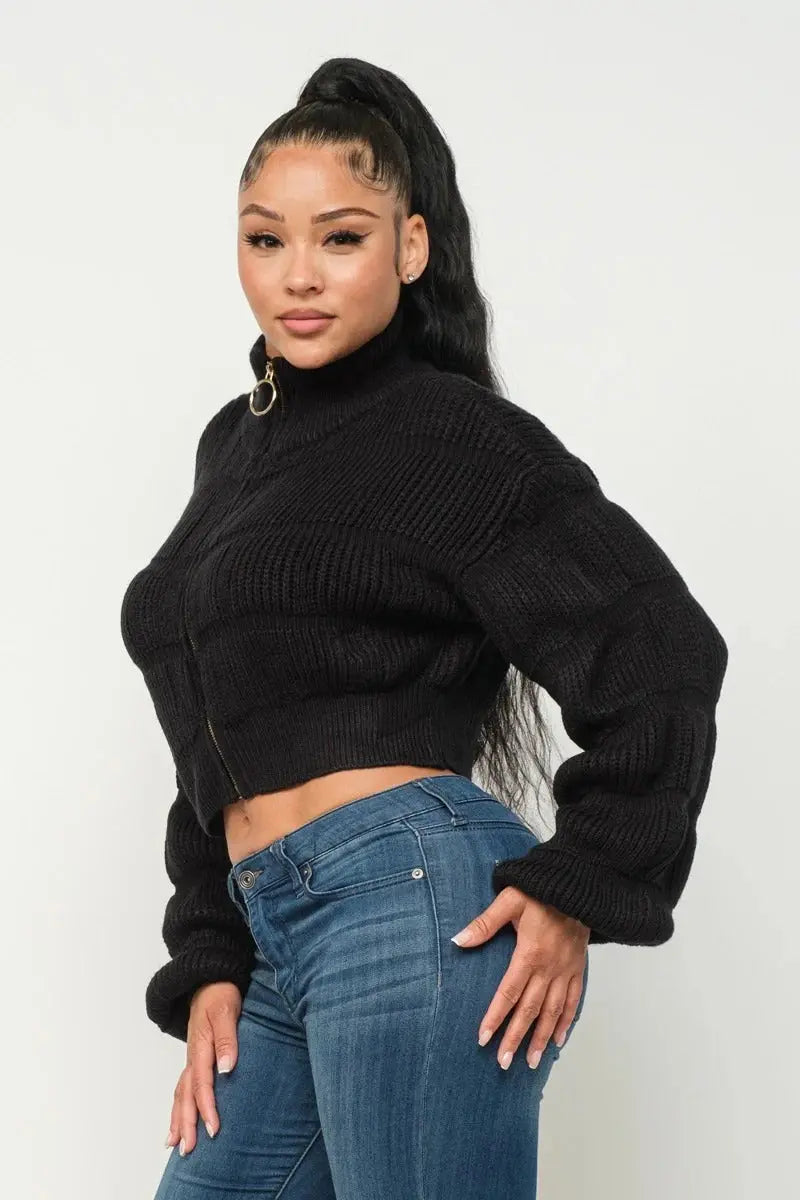 Michelin Sweater Top W/ Front Zipper - Mr Lou’s Place
