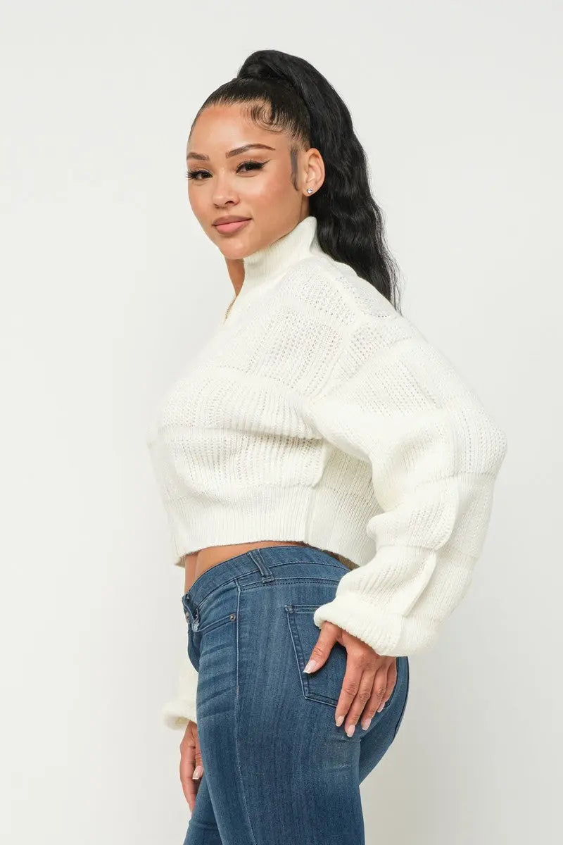 Sweater Top W/ Front Zipper - Mr Lou’s Place