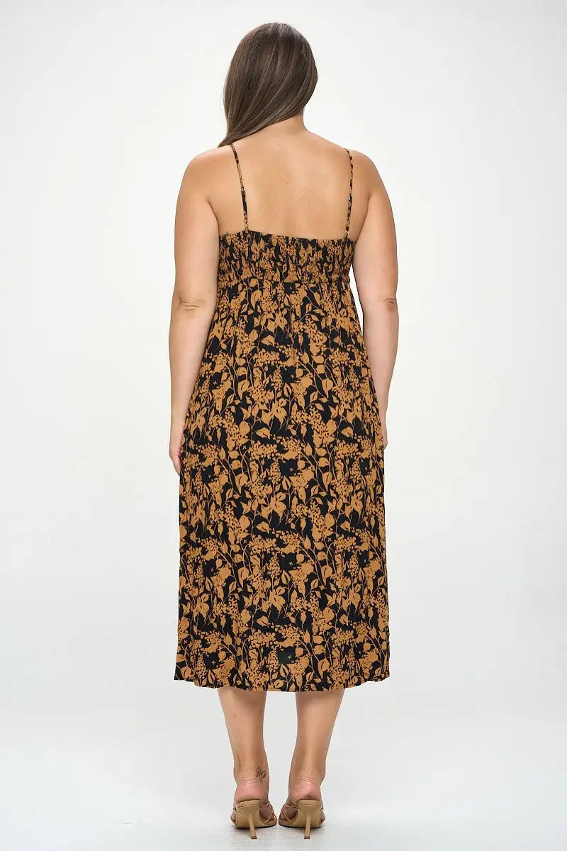 Plus Botanical Print Front Tie Maxi Dress - Mr Lou’s Place