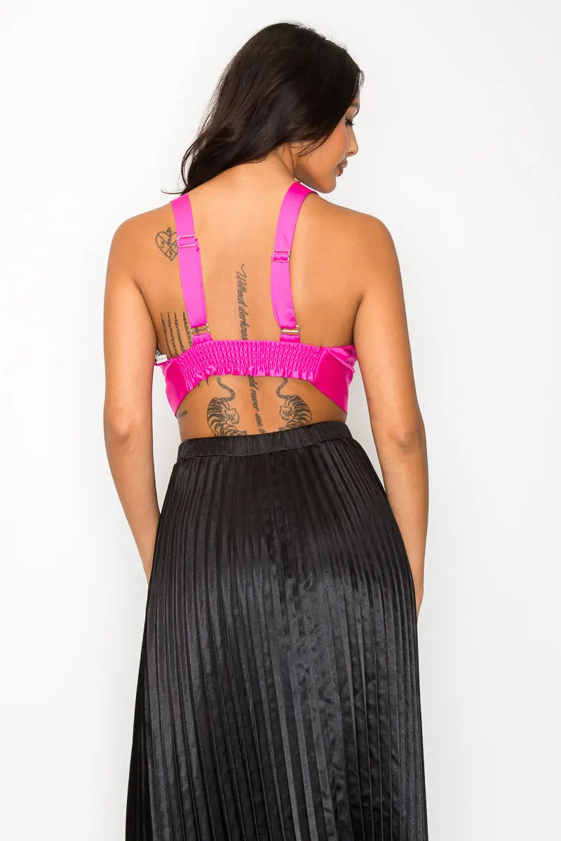 Smock V-neck Satin Bra Top - Mr Lou’s Place