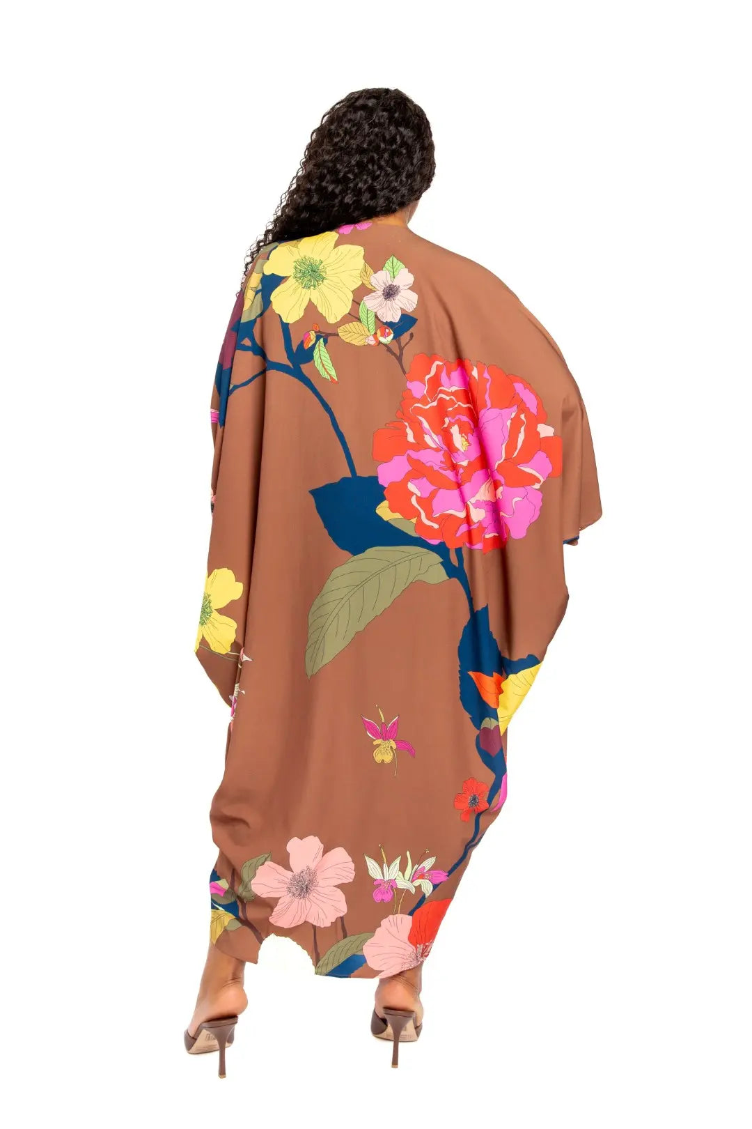 Printed Ruched Kaftan Dress With Inside Waist Tie - Mr Lou’s Place