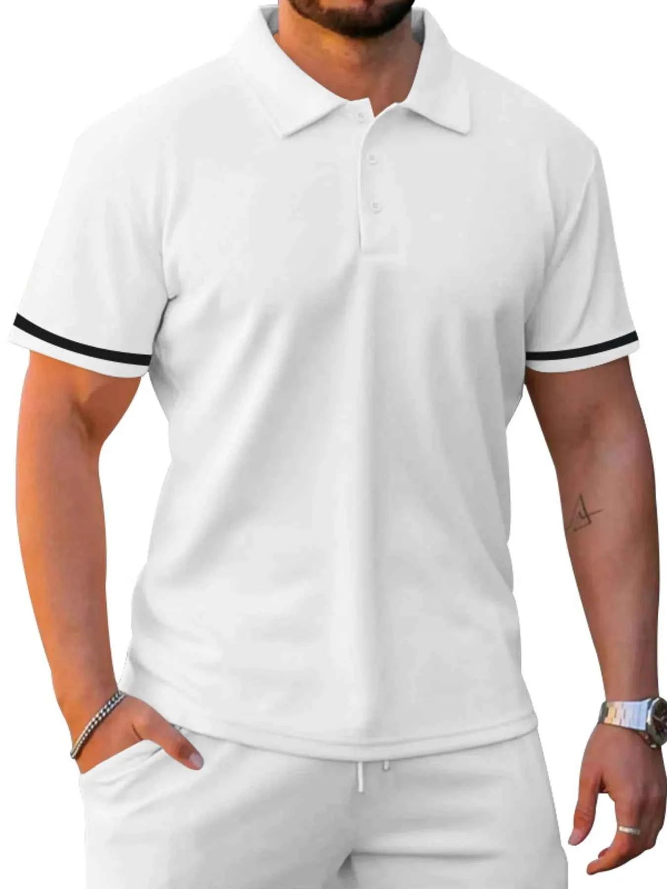 Men's Full Size Contrast Trim Polo and Shorts Set Plus Size - Mr Lou’s Place