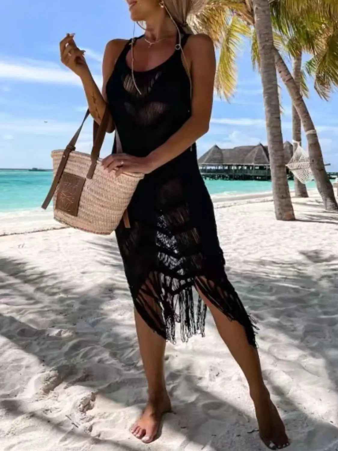 Fringe Scoop Neck Cover-Up - Mr Lou’s Place