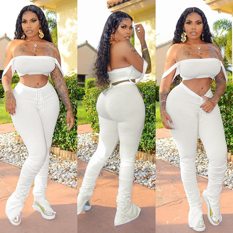 Summer Women's Casual Outfit with Off-Shoulder Design Mr Lou’s Place