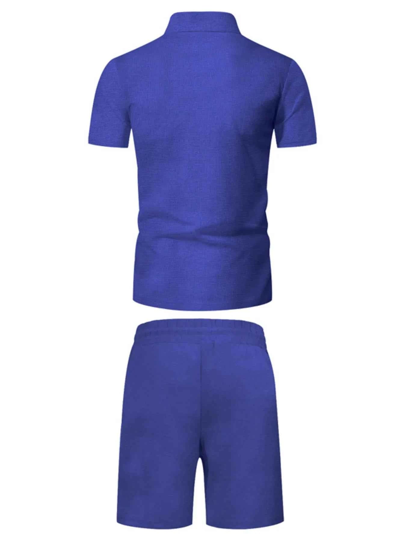 Men's Plus Size Zip Up Short Sleeve Top and Shorts Set - Mr Lou’s Place