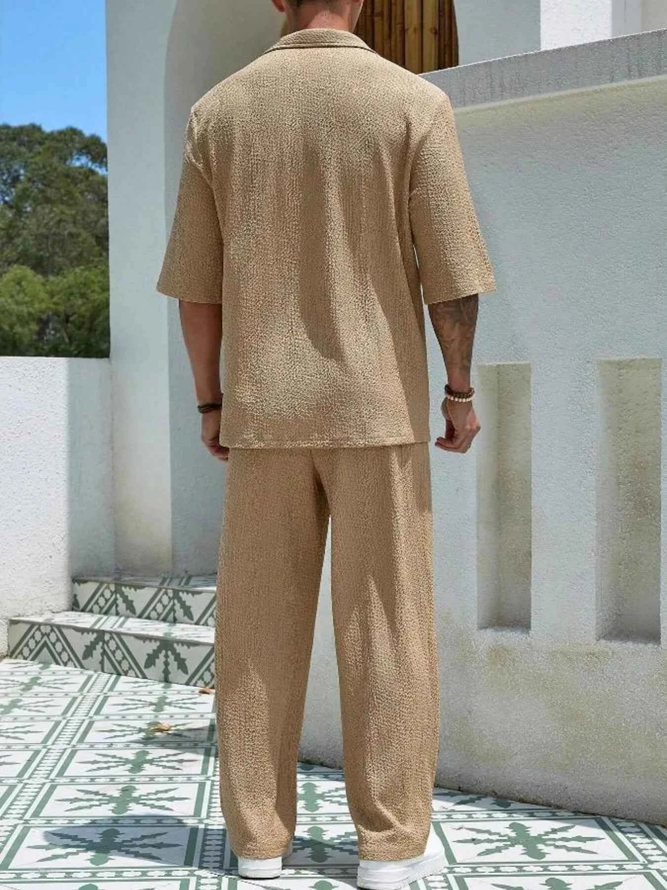 Men's Plus Size Half Sleeve Top and Pants Set - Mr Lou’s Place