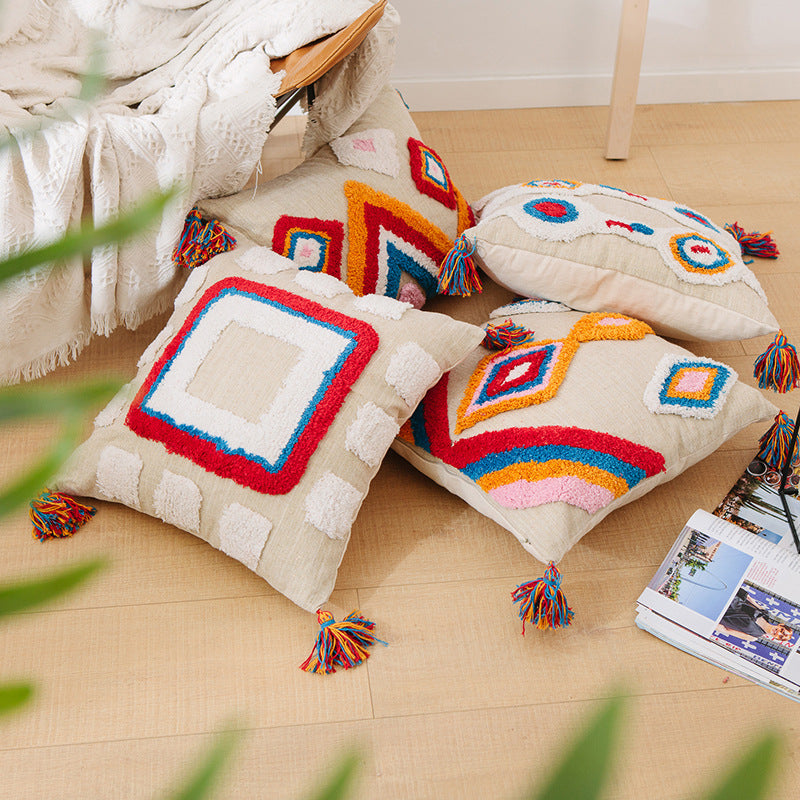 Custom Indian Handcrafted Geometric Tassel Pillow Cover Mr Lou’s Place