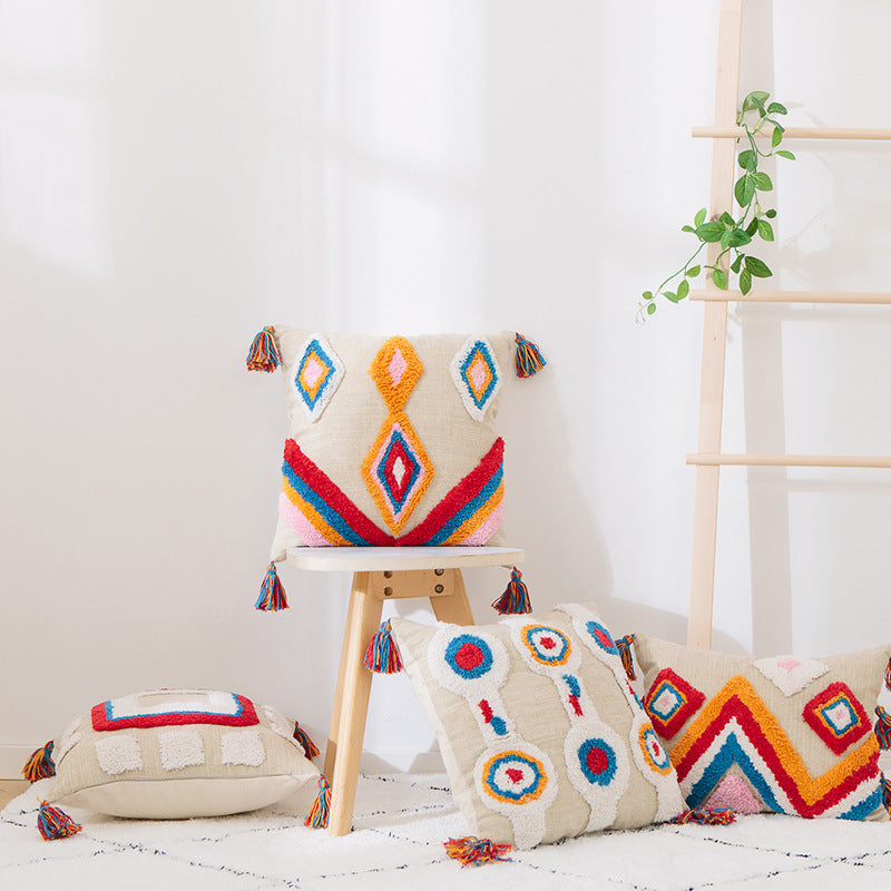 Custom Indian Handcrafted Geometric Tassel Pillow Cover Mr Lou’s Place
