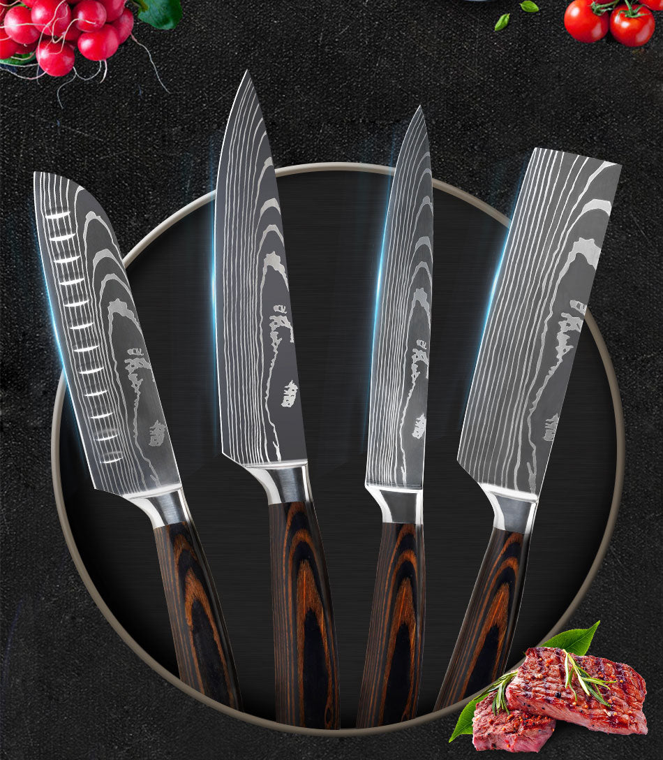 Damascus Style Kitchen Knife Set Mr Lou’s Place