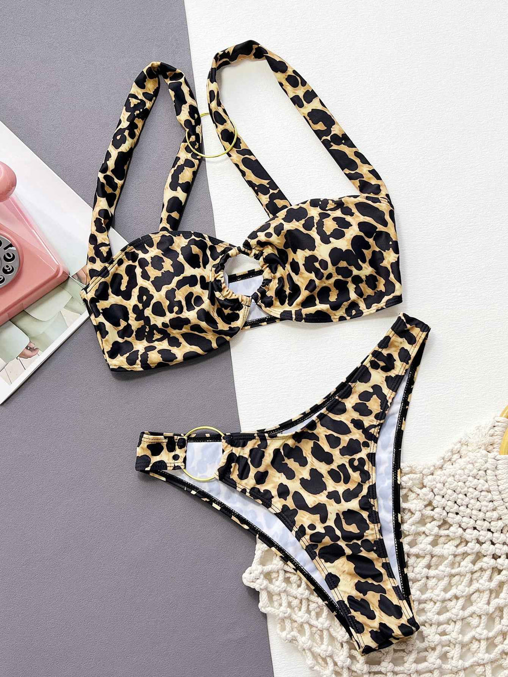 Leopard Ring Detail Bikini Set - Mr Lou’s Place