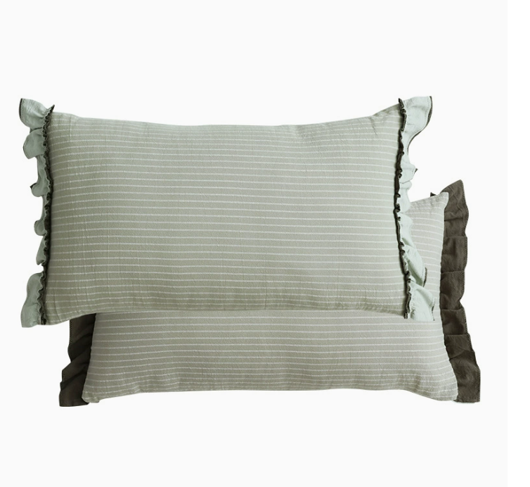 Cotton Sand-Washed Lotus Leaf Lace Sofa Pillow Cushion Mr Lou’s Place