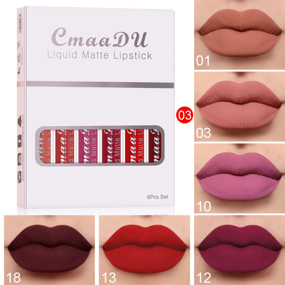6 Boxes Of Matte Non-stick Cup Waterproof Lipstick Long Lasting Lip Gloss Cj