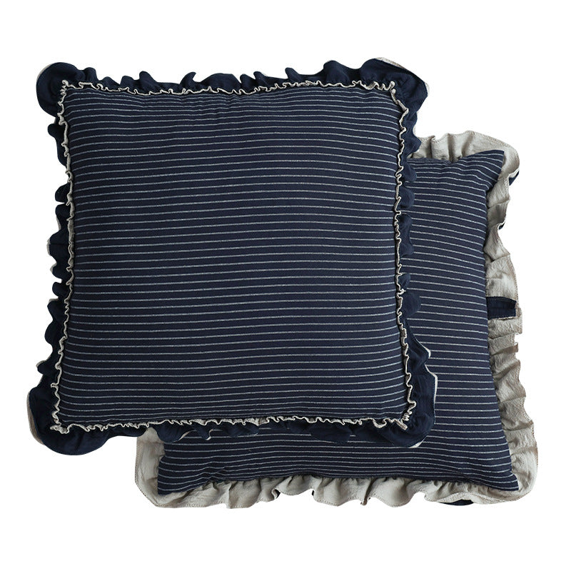 Cotton Sand-Washed Lotus Leaf Lace Sofa Pillow Cushion Mr Lou’s Place