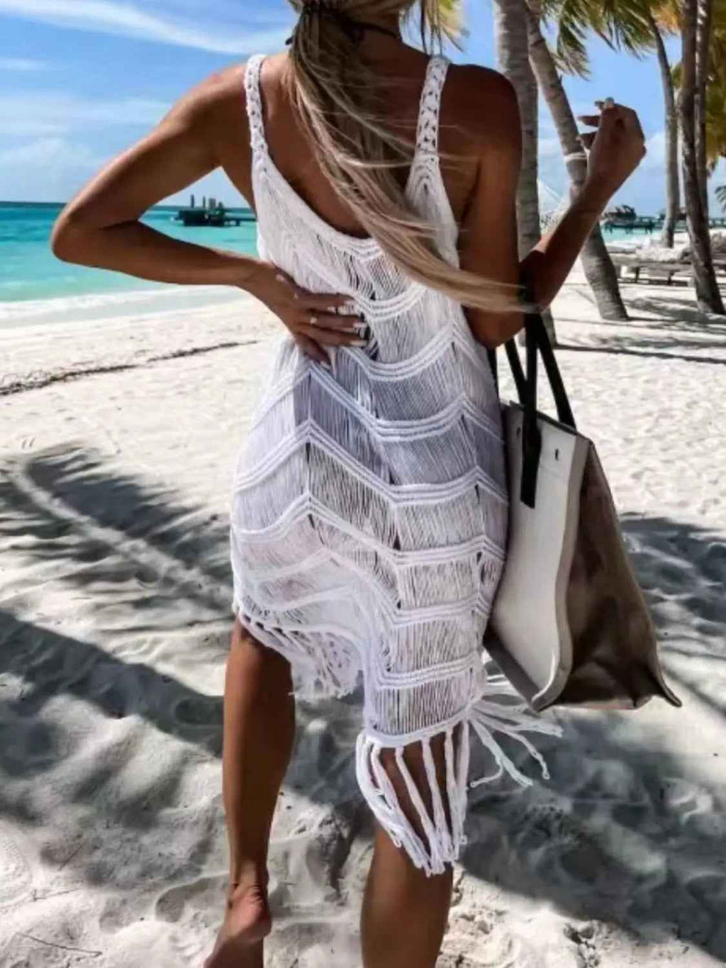 Fringe Scoop Neck Cover-Up - Mr Lou’s Place