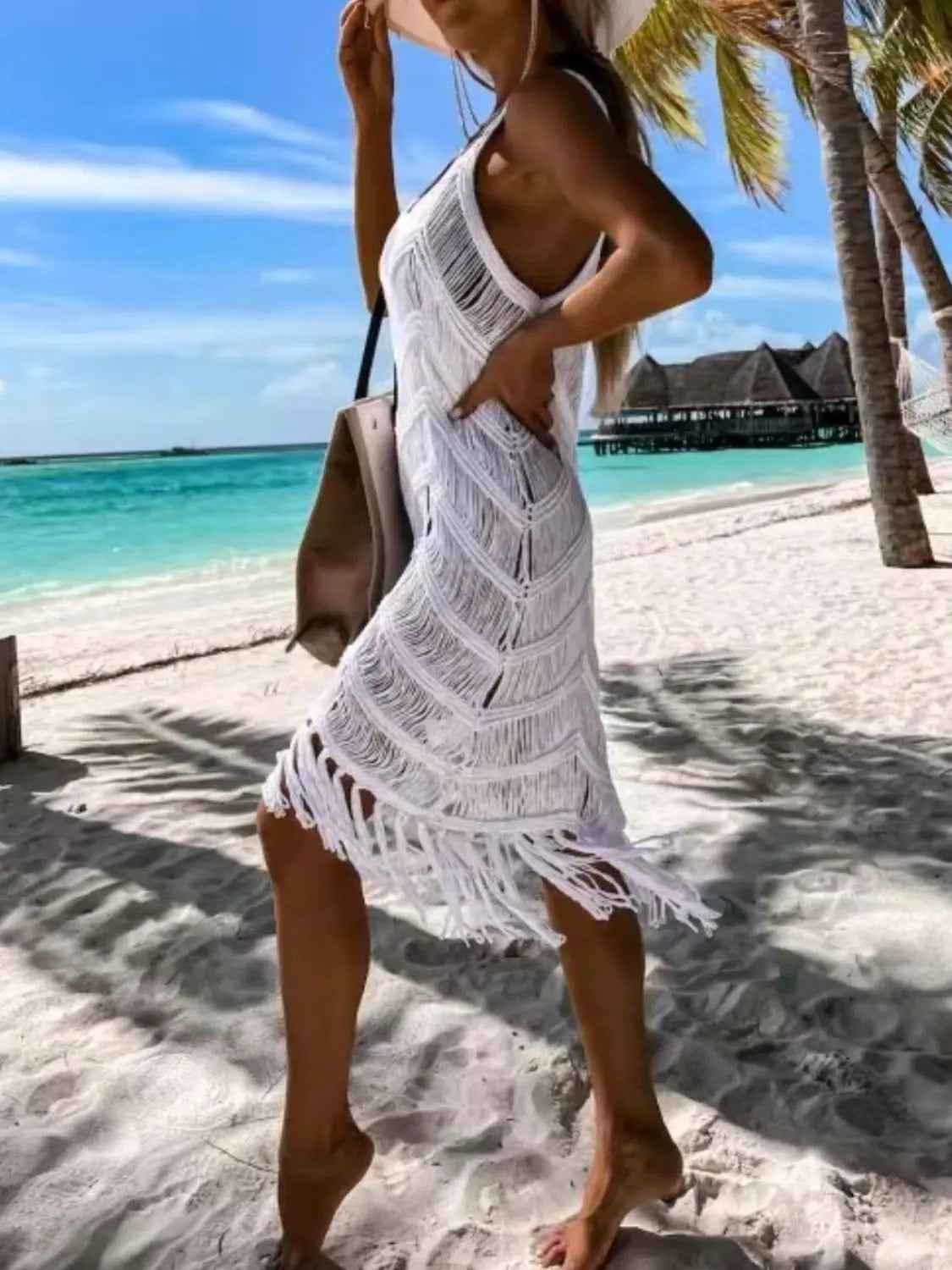 Fringe Scoop Neck Cover-Up - Mr Lou’s Place