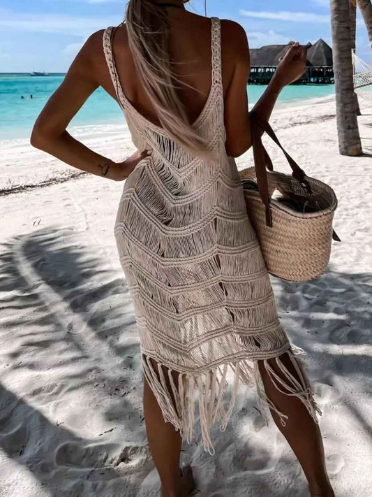 Fringe Scoop Neck Cover-Up - Mr Lou’s Place