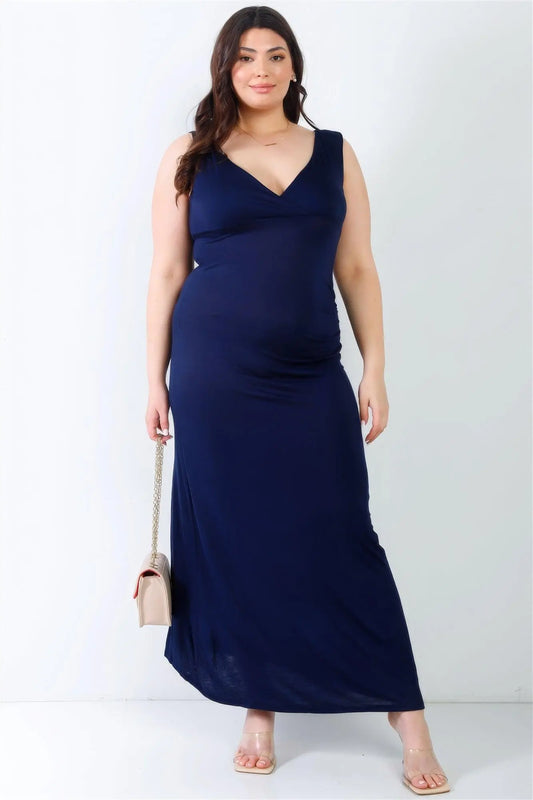 Plus V-neck Sleeveless Maxi Dress - Mr Lou’s Place