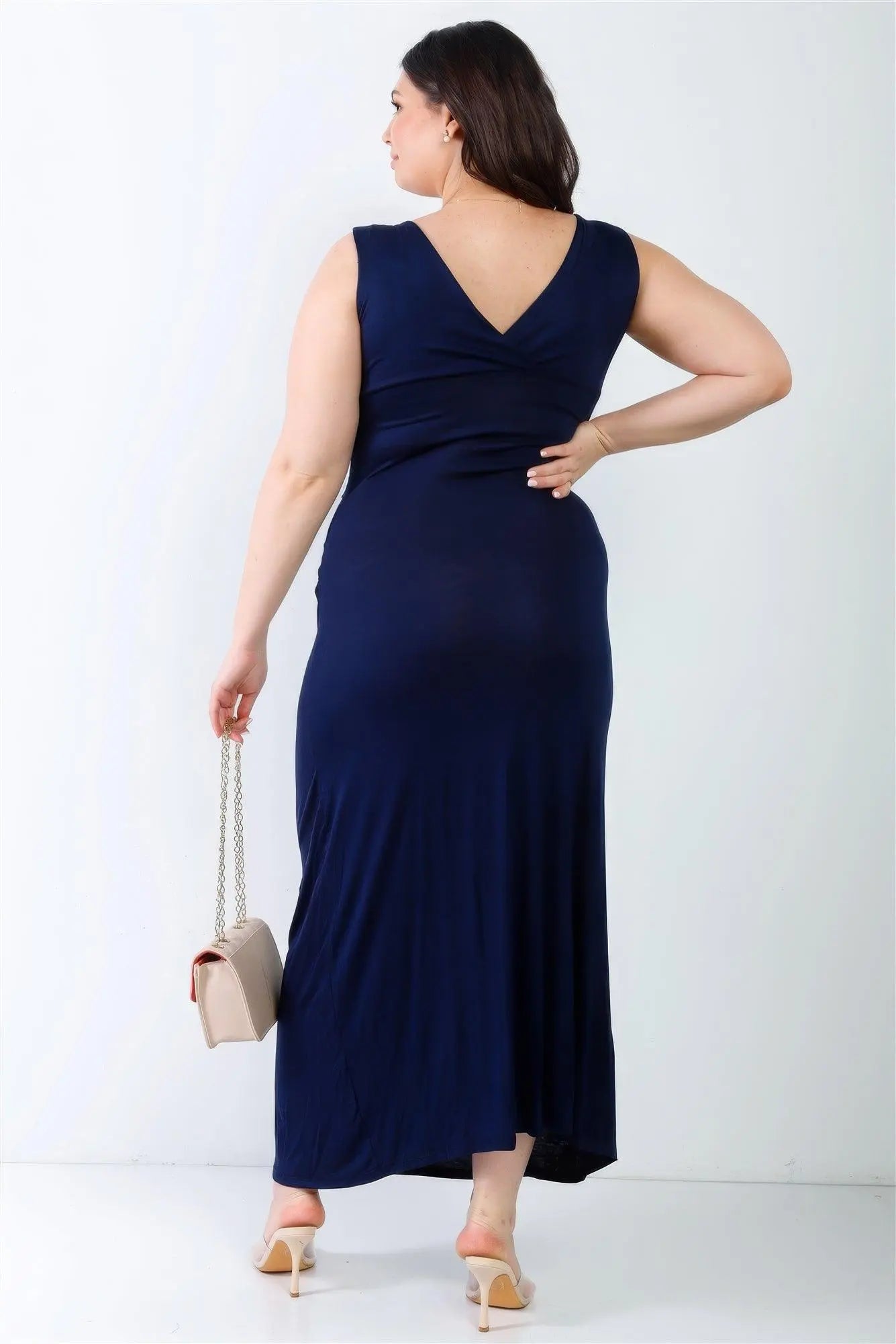 Plus V-neck Sleeveless Maxi Dress - Mr Lou’s Place