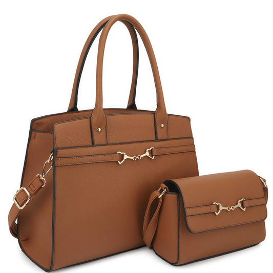 2in1 Matching Design Handle Satchel With Crossbody Bag - Mr Lou’s Place
