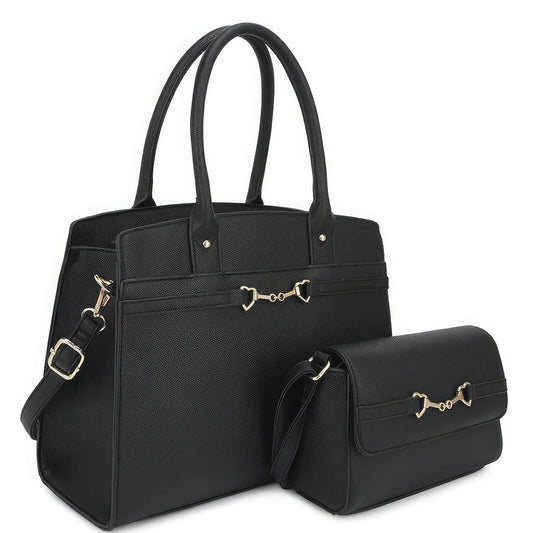 2in1 Matching Design Handle Satchel With Crossbody Bag - Mr Lou’s Place