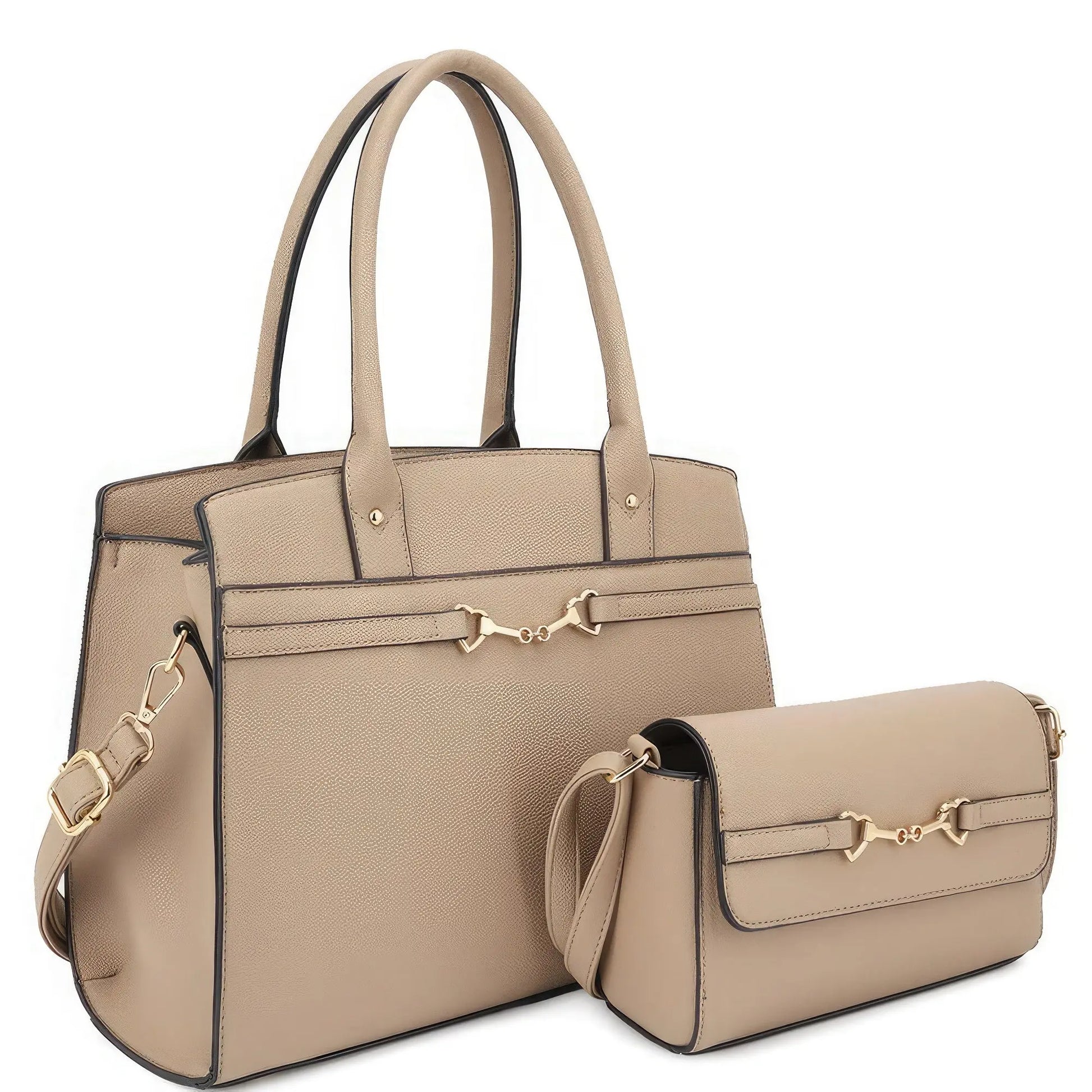 2in1 Matching Design Handle Satchel With Crossbody Bag - Mr Lou’s Place