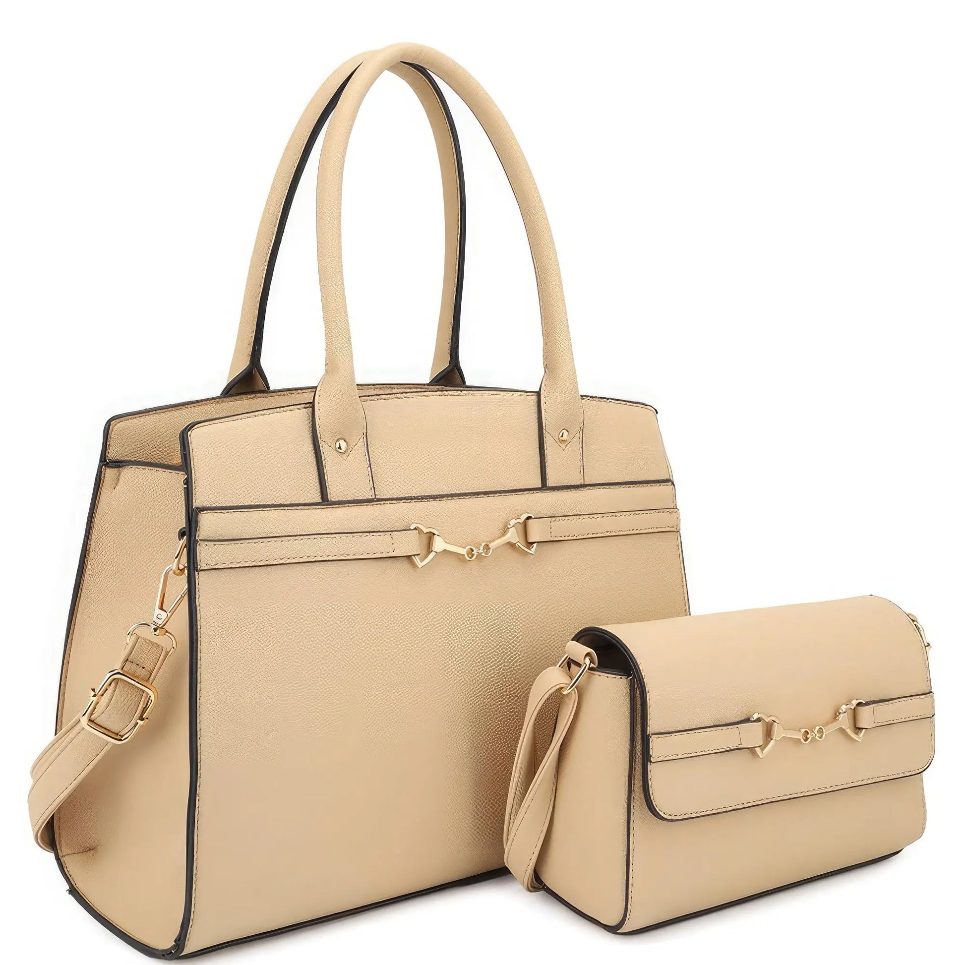 2in1 Matching Design Handle Satchel With Crossbody Bag - Mr Lou’s Place