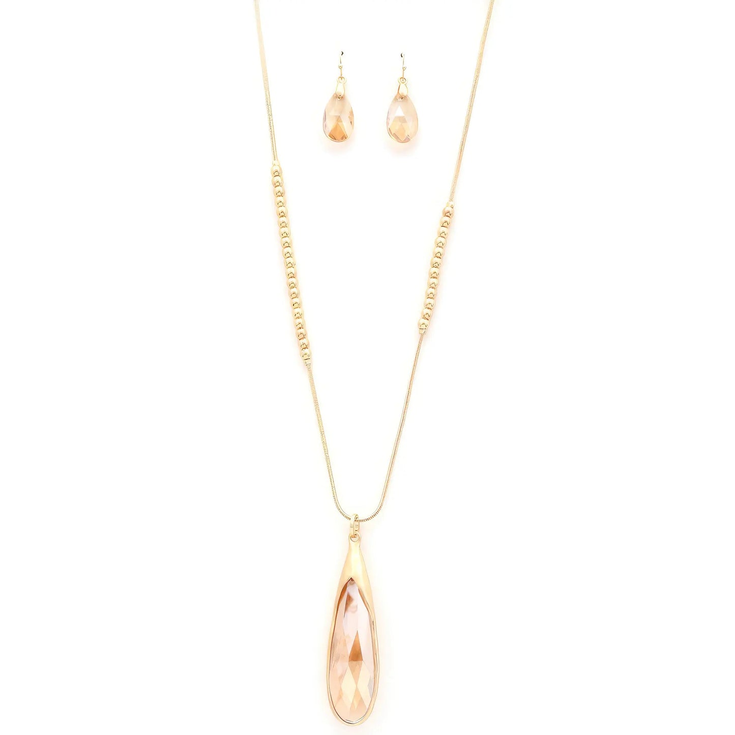 Long Teardrop Pendant Beaded Necklace - Mr Lou’s Place