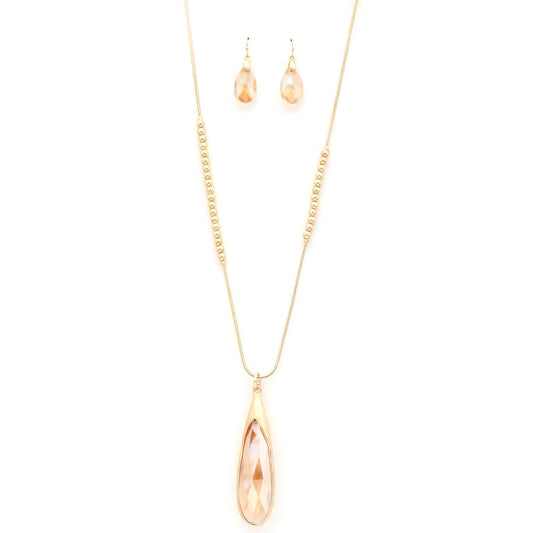Long Teardrop Pendant Beaded Necklace - Mr Lou’s Place
