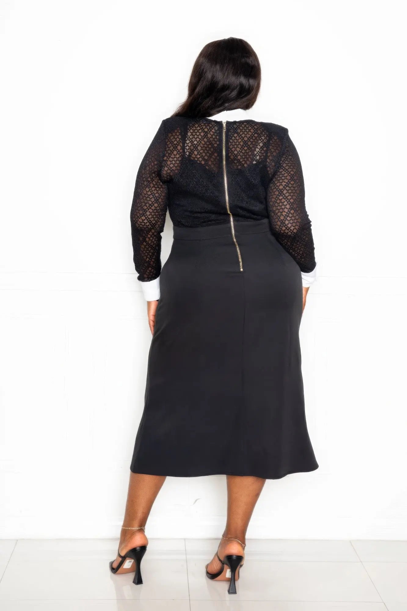 Collared Lace Midi Dress - Mr Lou’s Place