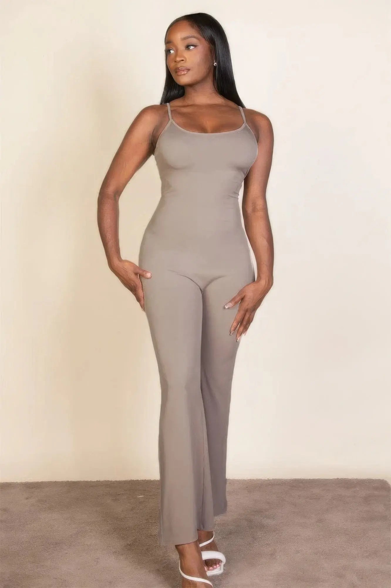 Ribbed sleeveless wide leg jumpsuit - Mr Lou’s Place