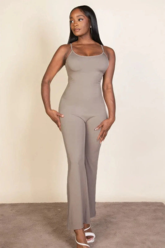 Ribbed sleeveless wide leg jumpsuit - Mr Lou’s Place