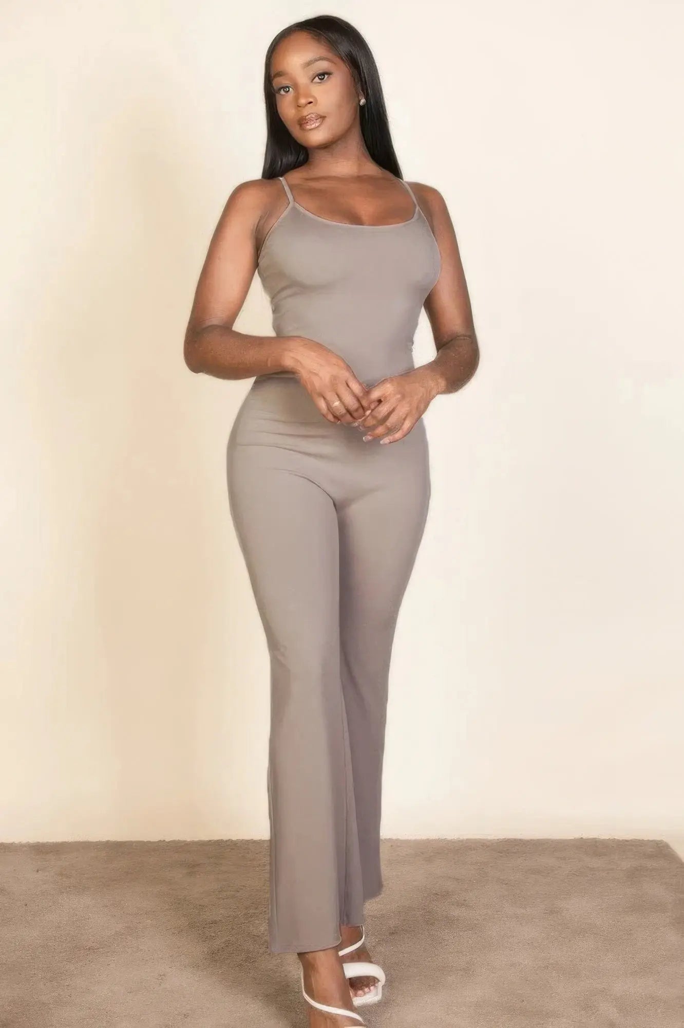 Ribbed sleeveless wide leg jumpsuit - Mr Lou’s Place
