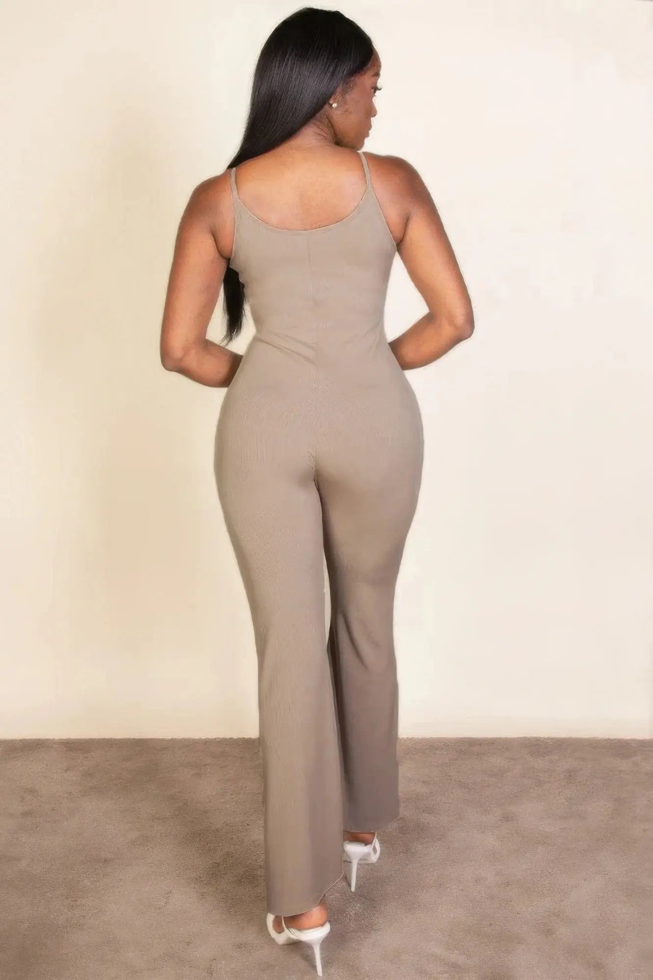 Ribbed sleeveless wide leg jumpsuit - Mr Lou’s Place