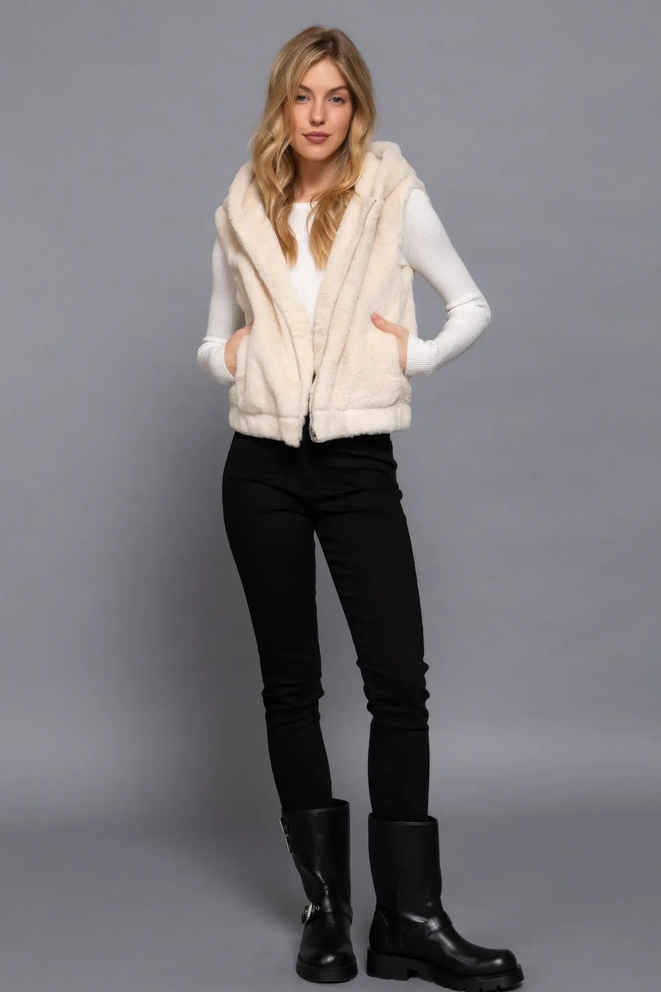 Hoodie Faux Fur Vest - Mr Lou’s Place