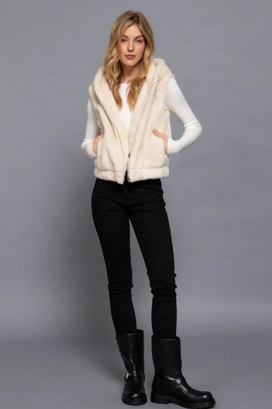 Hoodie Faux Fur Vest - Mr Lou’s Place