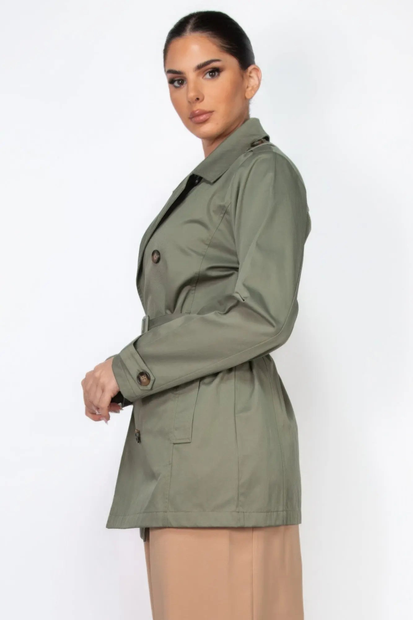 Double-breasted Notch Belted Coat - Mr Lou’s Place