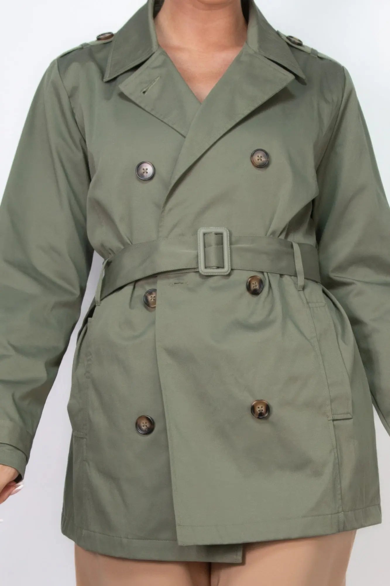 Double-breasted Notch Belted Coat - Mr Lou’s Place