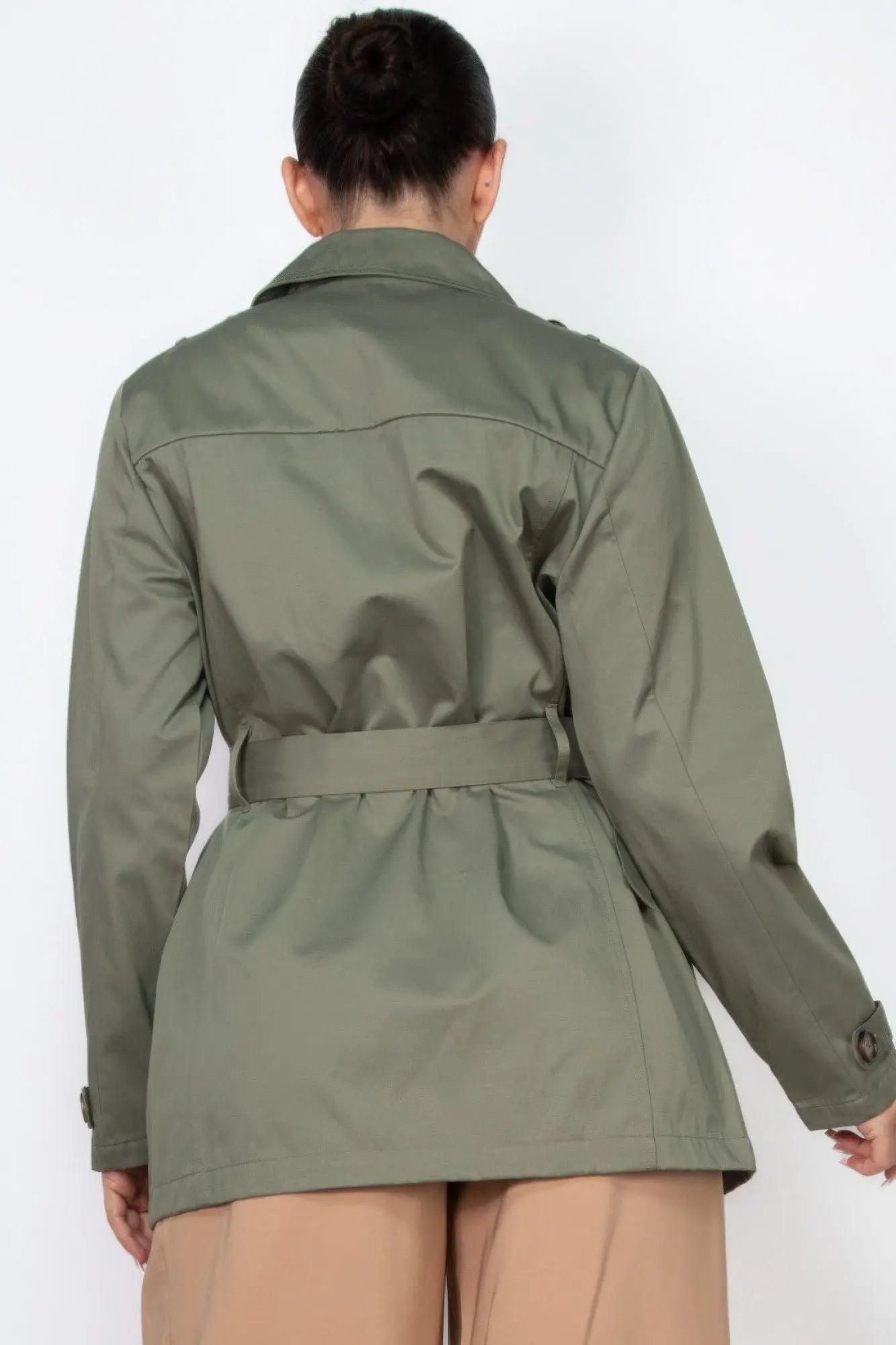 Double-breasted Notch Belted Coat - Mr Lou’s Place