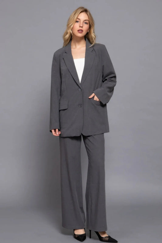 Long slv front button closure blazer - Mr Lou’s Place