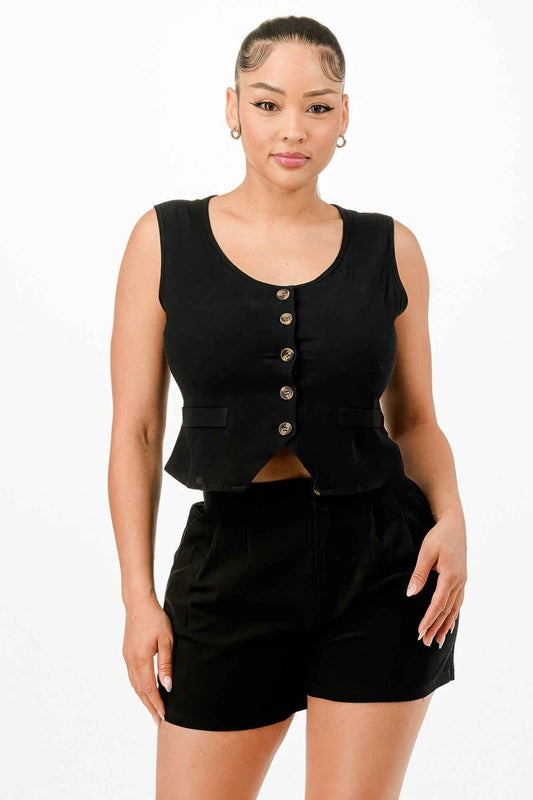Casual Cropped Vest And Short Set - Mr Lou’s Place