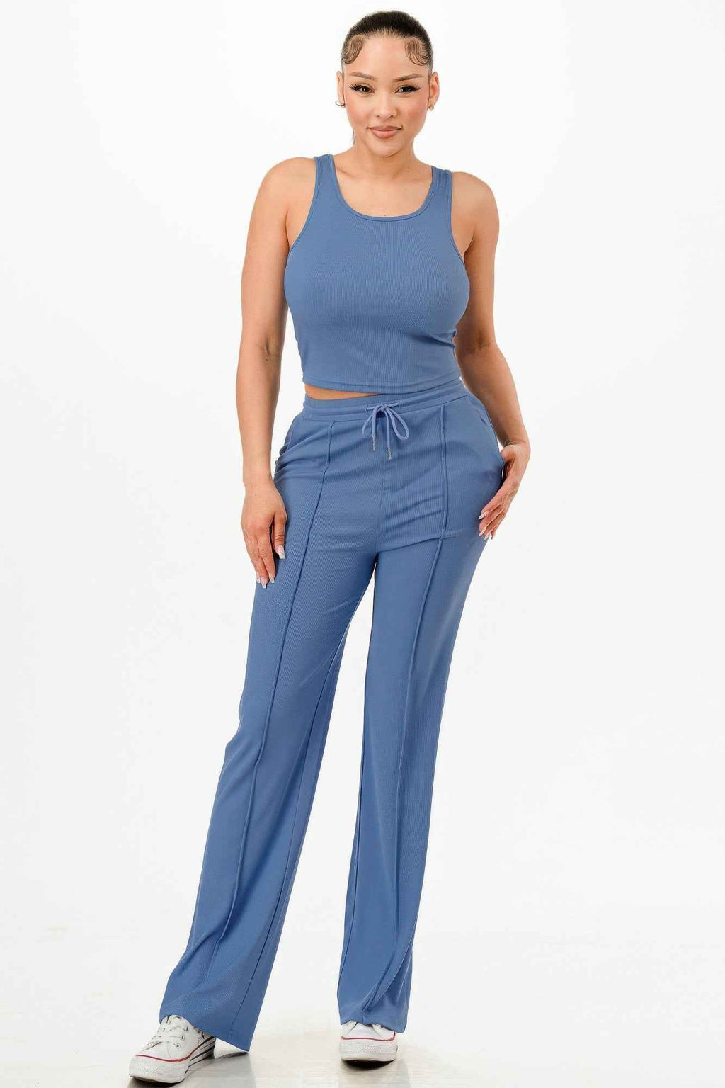 Ribbed Tank Top And Pant Set - Mr Lou’s Place
