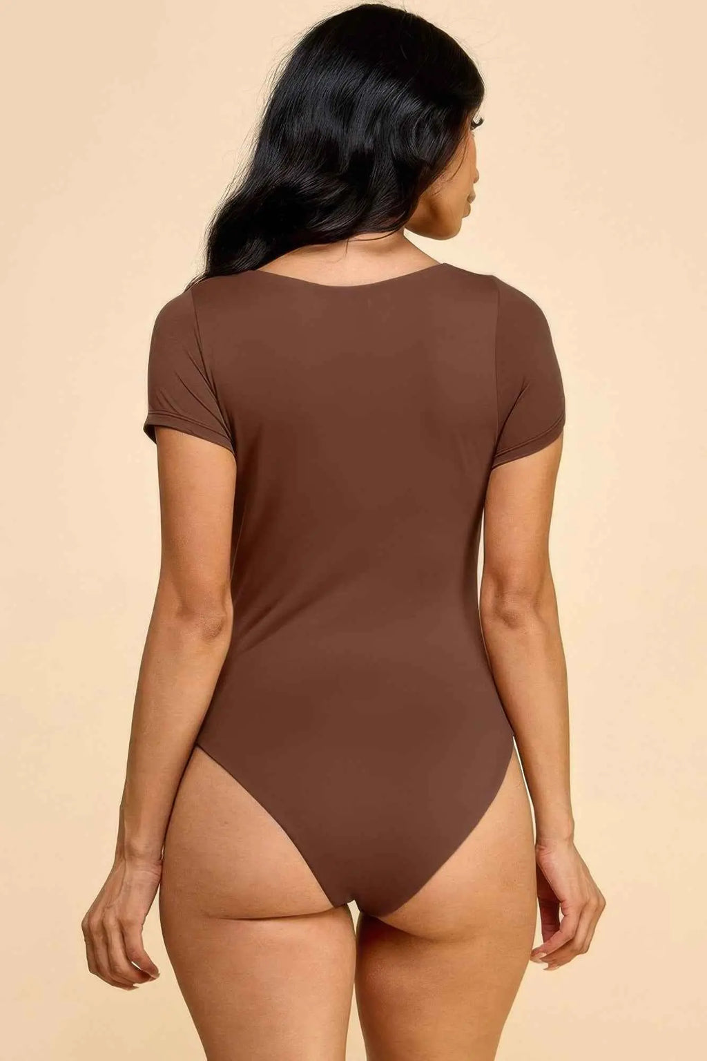 Short Sleeve Scoop Neck Double Layered Bodysuit - Mr Lou’s Place