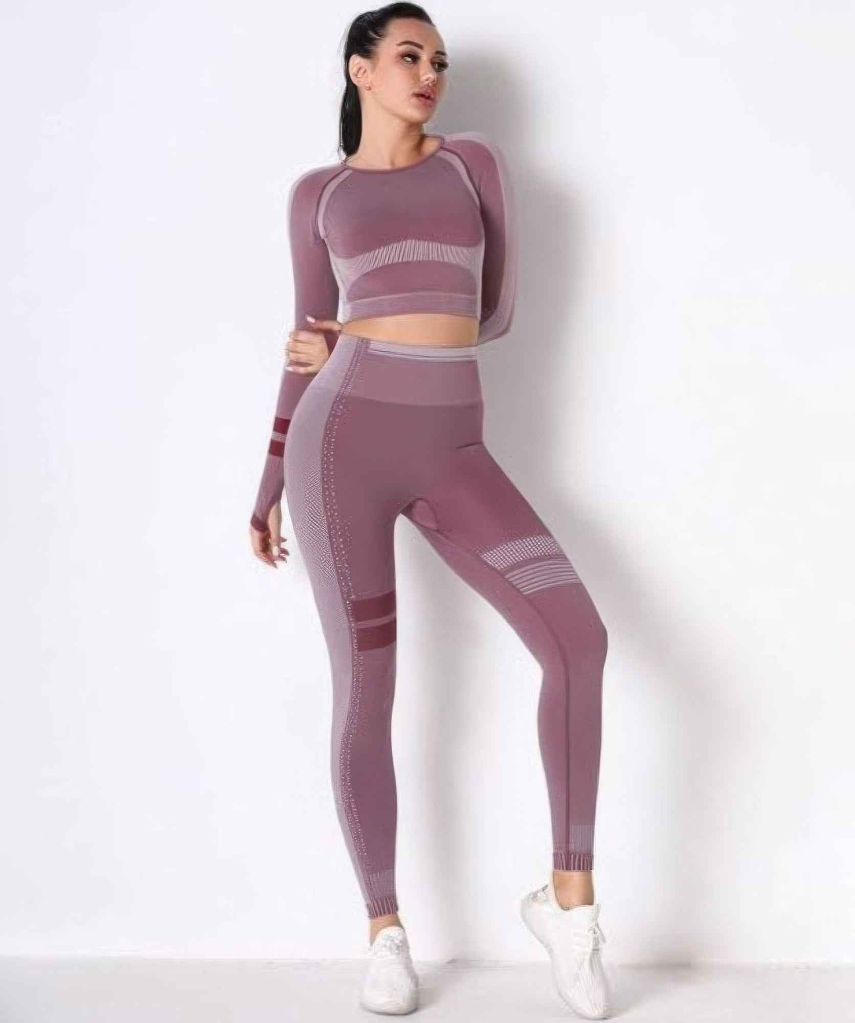 Seamless Long Sleeve Solid Yoga Set
